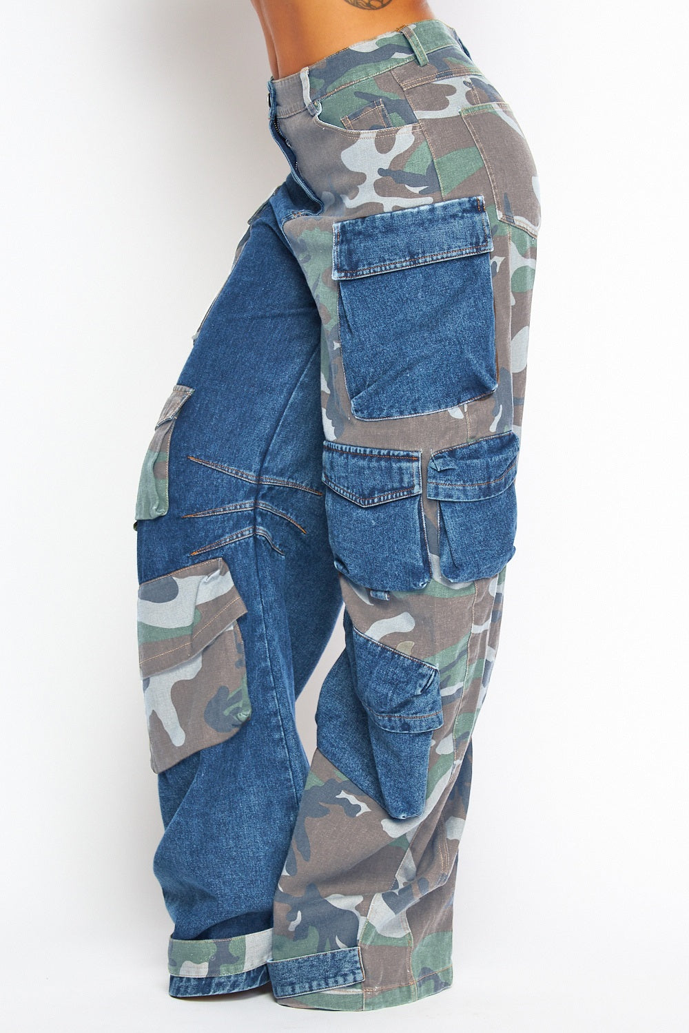 Camouflage Denim Cargo Jeans